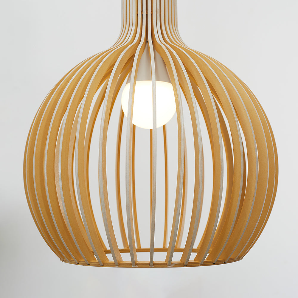 Muto Hölzerne Vogelkäfig-Lampe Pendelleuchte Holz Esszimmer
