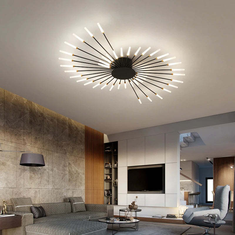 Lowry Industrial LED Deckenleuchte Schwarz/Gold Wohnzimmer Metall