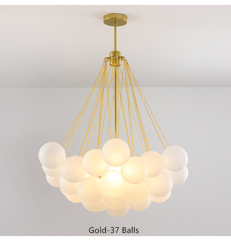 Valentina Modern LED Kronleuchter Kugel Schwarz/Gold Wohnzimmer Glas