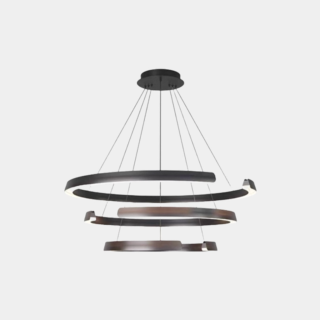Kronleuchter Multi-Ring C-Form LED dimmbar, Schwarz