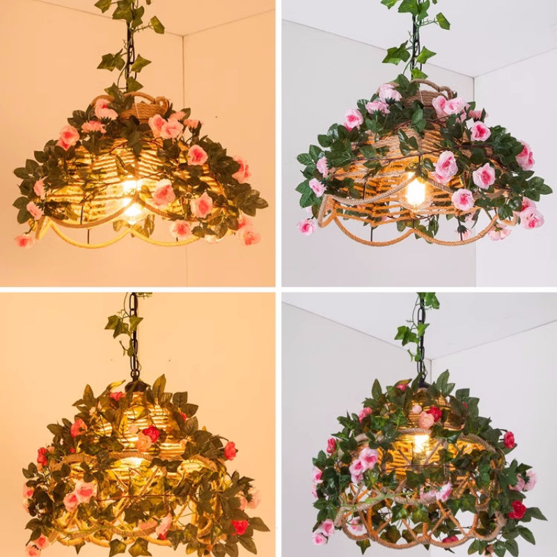 Valentina Retro LED Pendelleuchte Rattan Restaurant Schlafzimmer