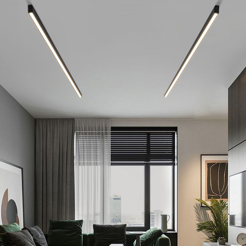 Edge Modern Linear LED Deckenleuchte Schwarz Wohnzimmer Metall