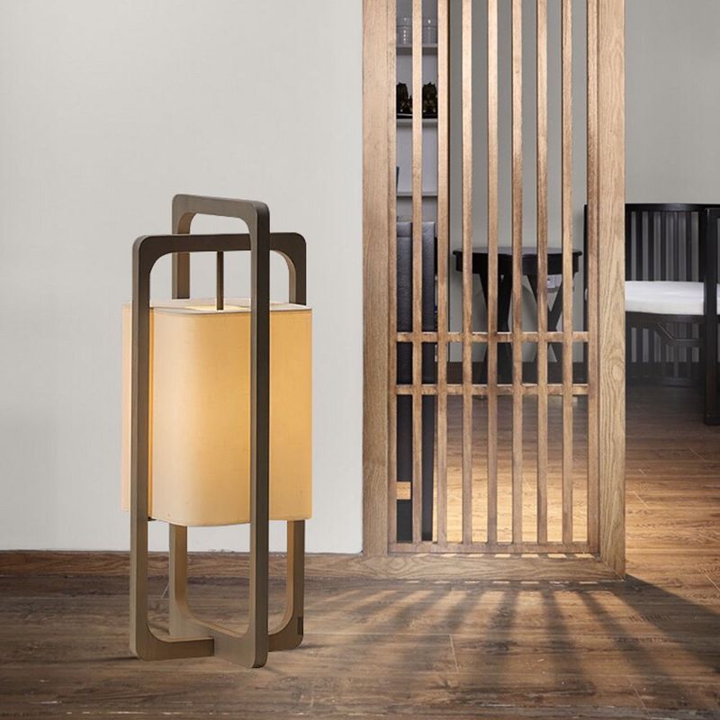Muto Retro Stehleuchte Rectangular, Esszimmer/Wohnzimmer, Holz Stoff