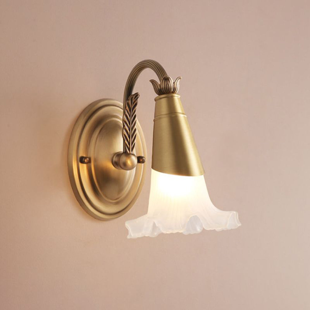 Arisha Nordique Retro Blume Metall/Glas Wandlampe, Gold