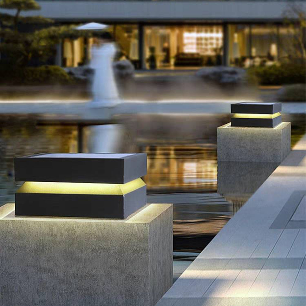 Ray Modern LED Außensokelleuchte Schwarz Garten/Balkon Solar