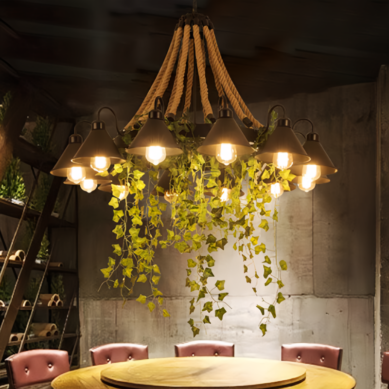 Valentina Retro LED Kronleuchter Schwarz Metall Restaurant/Bar/Wohnzimmer