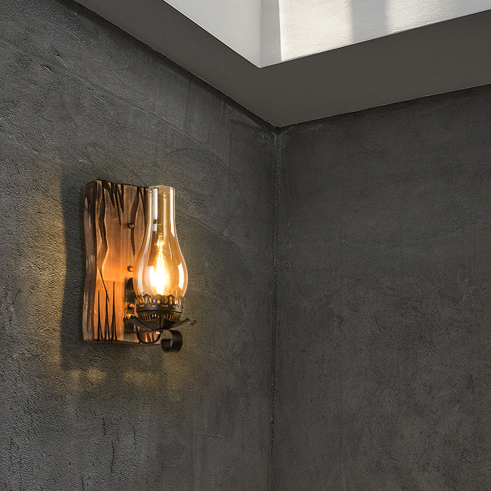 Epoch Vintage LED Wandleuchte Innen Wohnzimmer/Schlafzimmer Holz