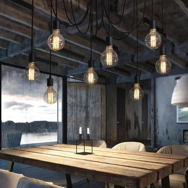 Silva Retro LED Kronleuchter Schwarz/Weiß Metall Wohnzimmer