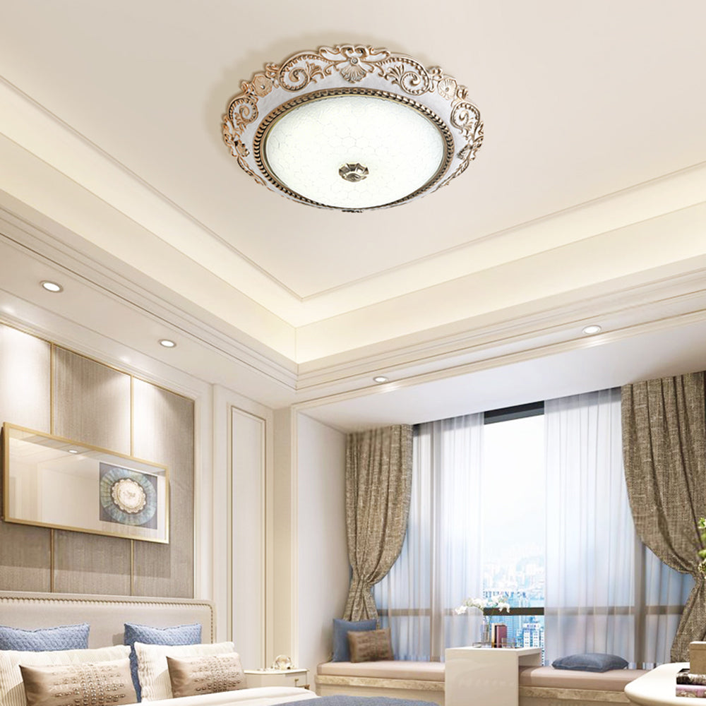 Arisha Traditionell Deckenleuchte, Weiß, Rund, Glas, Schlafzimmer