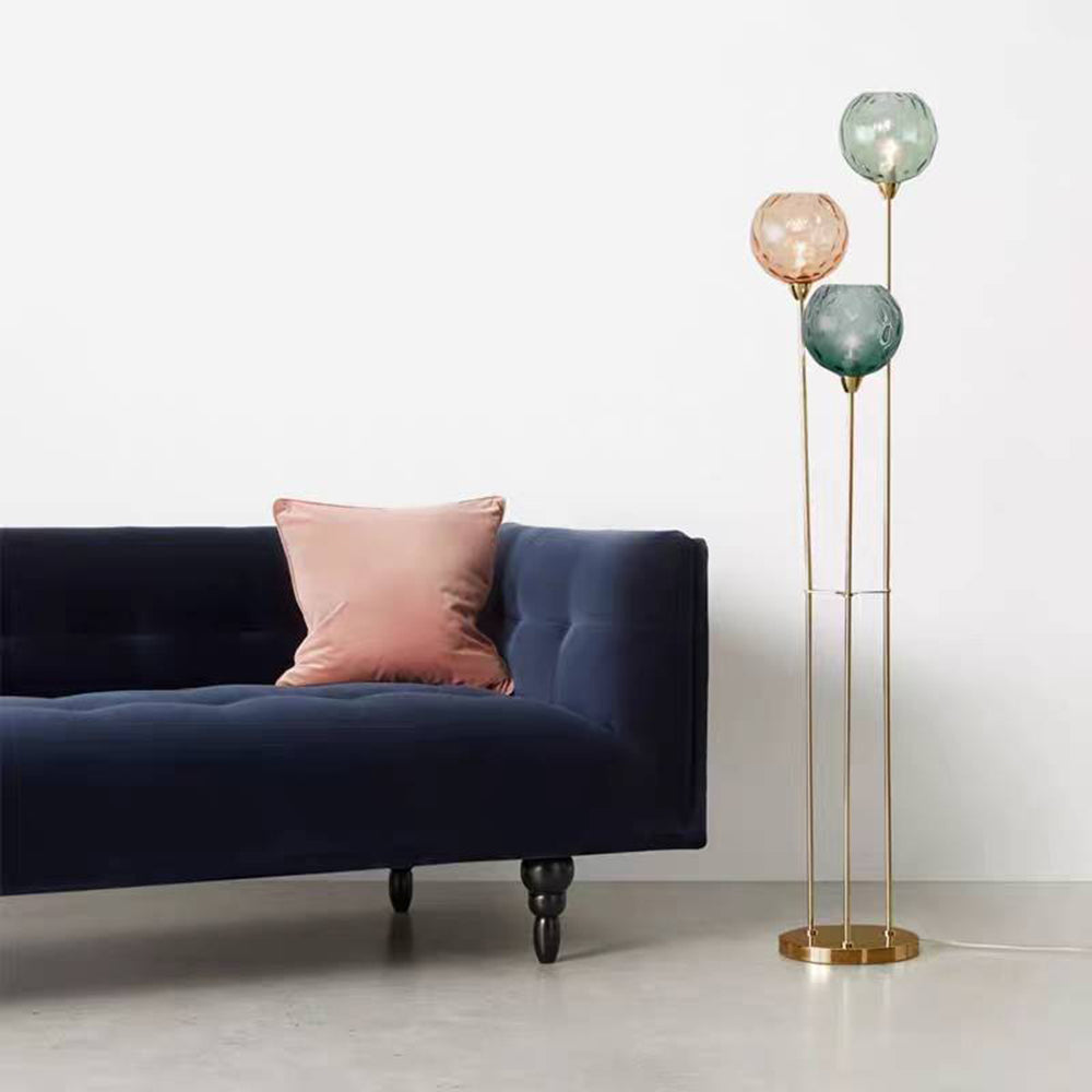Valentina Modern Blase LED Stehleuchte Rosa-Grau / Orange-Blau Wohn/Schlaf/Arbeitszimmer Metall Glas 3-flammig, 2 Farben, Höhe 153CM