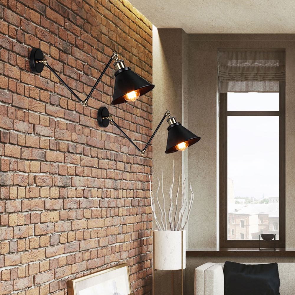 Silva Retro Industrielle Wandleuchte LDE Schwarz, Schlafzimmer