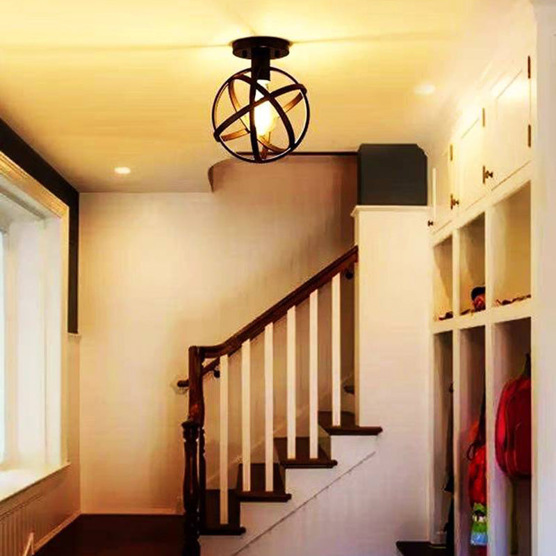 Arisha Vintage LED Deckenleuchte Kugel Schwarz Esszimmer Metall