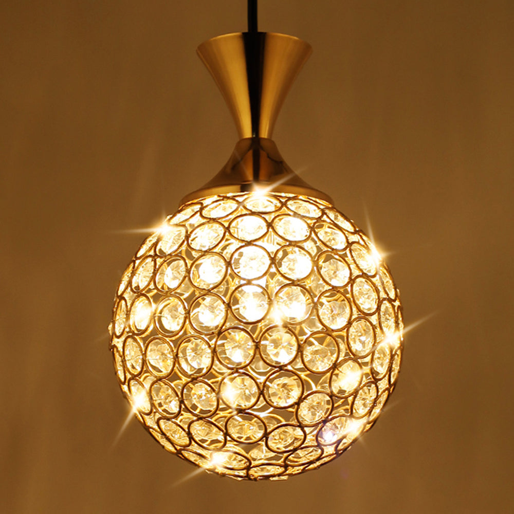 Valentina Modern LED Kugel Kristall Pendelleuchte Gold Wohnzimmer