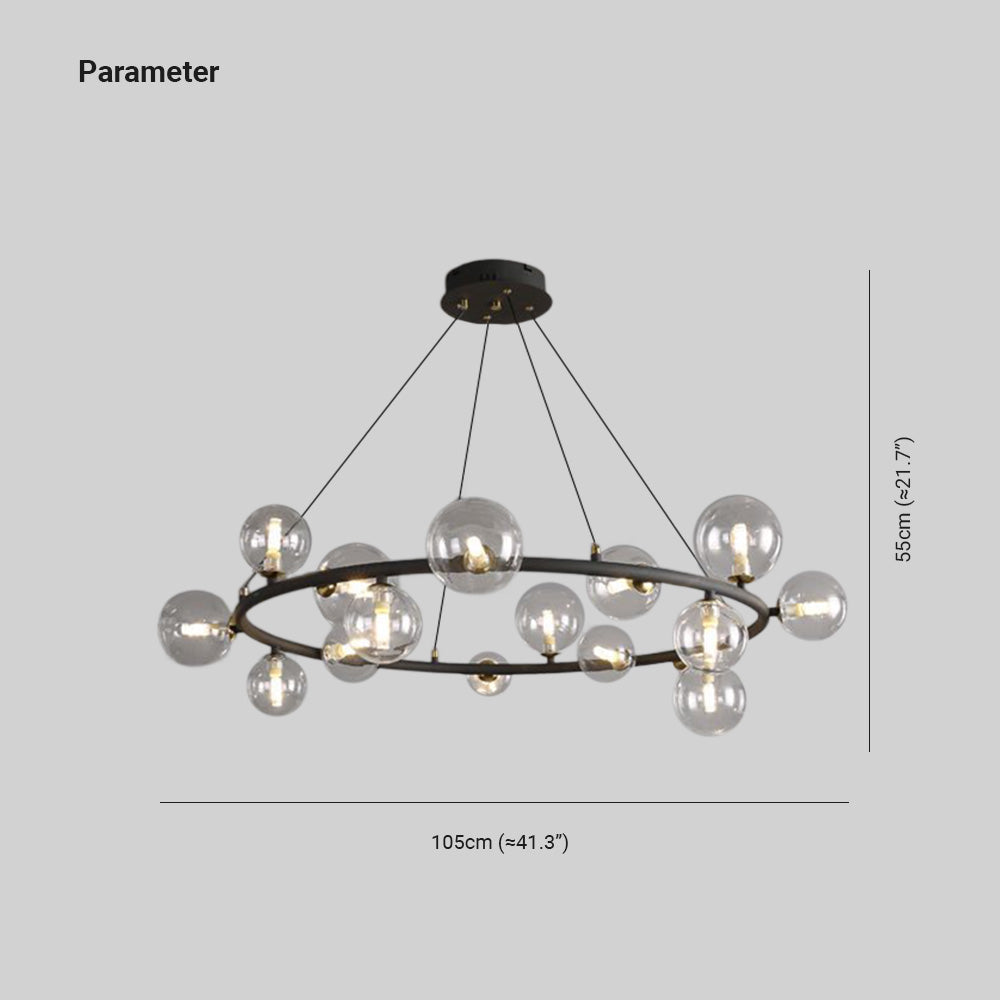 Valentina Modern Glaskugel LED Kronleuchter Gold/Schwarz Esstisch/Wohnzimmer Metall mit 3 größrn