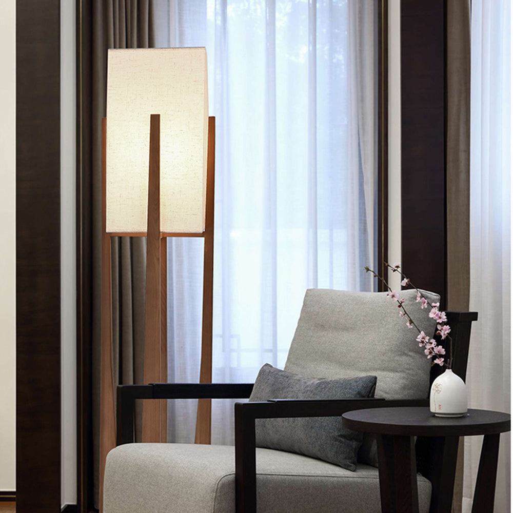 Muto Design LED Stehlampe Holzfarbe Wohn/Arbeits/Schlaf/Esszimmer Holz&Stoff