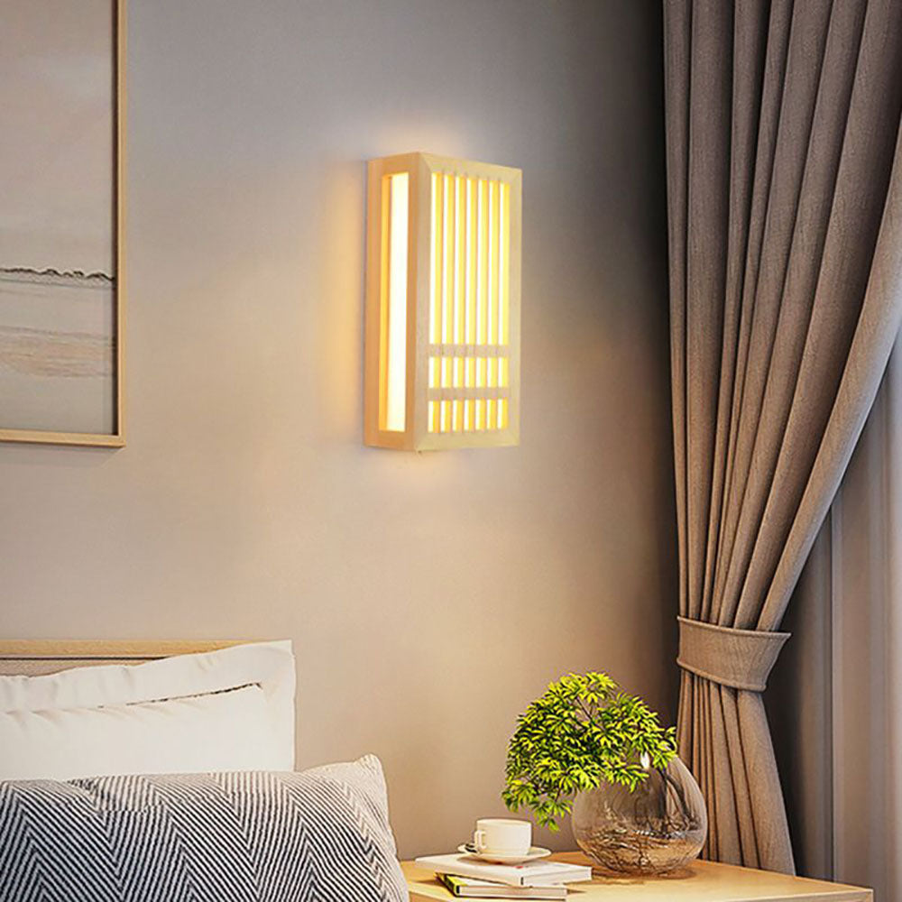 Muto Modern LED Wandleuchte Rechteckig Holz Schlaf/Wohnzimmer Holz&Acryl