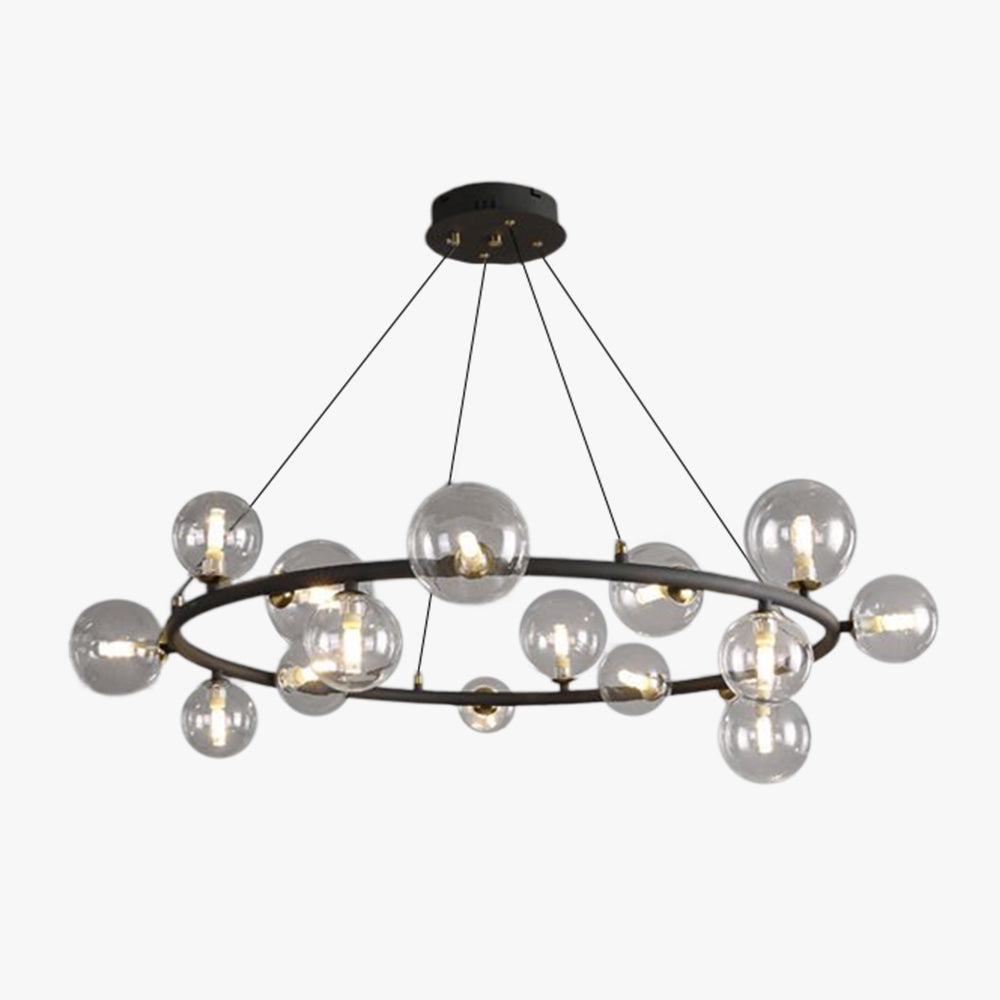 Valentina Modern Glaskugel LED Kronleuchter Gold/Schwarz Esstisch/Wohnzimmer Metall mit 3 größrn