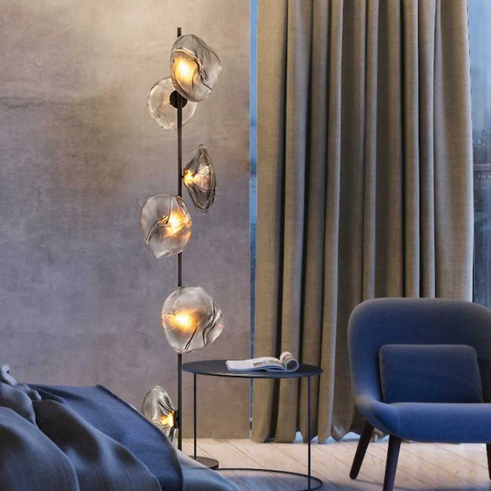 Avi Design LED Stehlampe Schwarz&Gold Wohn/Schlaf/Arbeitszimmer Metall&Glas 3/6Köpfe