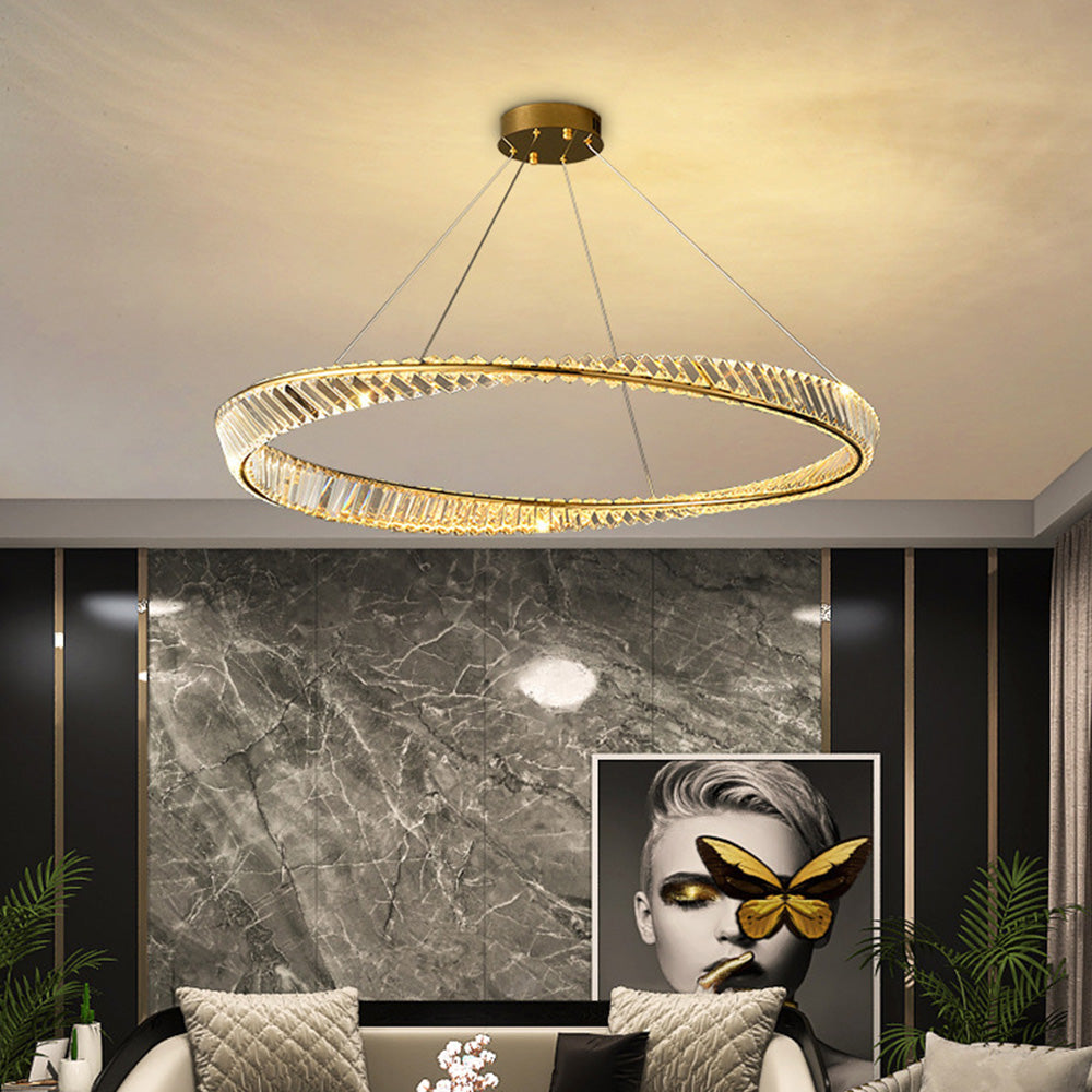 Kristy Kronleuchter luxuriös Rund LED Gold Glas Schlaf/Wohnzimmer-Letslighting