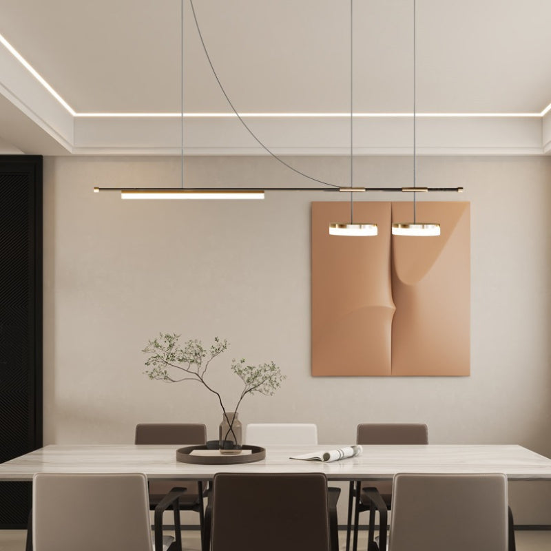 Arisha Modern Lange LED Pendelleuchte Schwarz Metall Esszimmer