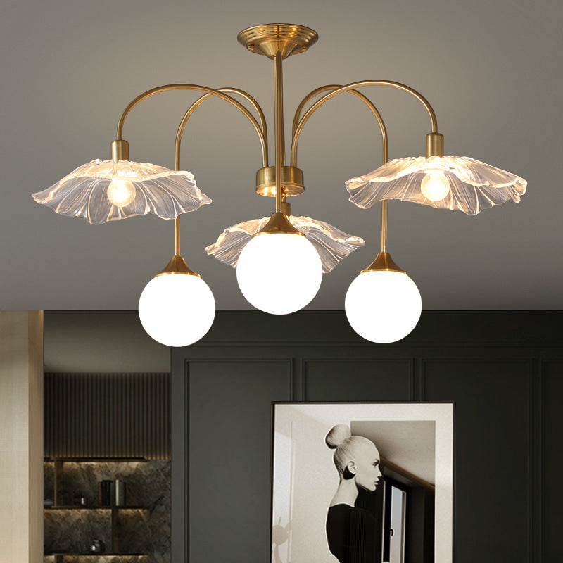 Valentina Nordic LED Kronleuchter Gold Glas Wohn/Esszimmer/Schlafzimmer