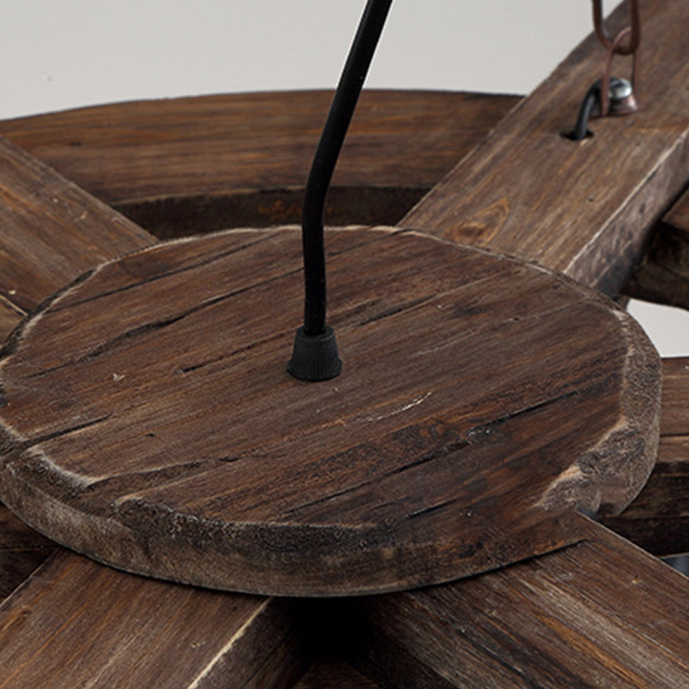 Epoch Retro Ruder Pendelleuchte, 6 Köpfe, Wohnzimmer Holz Glas