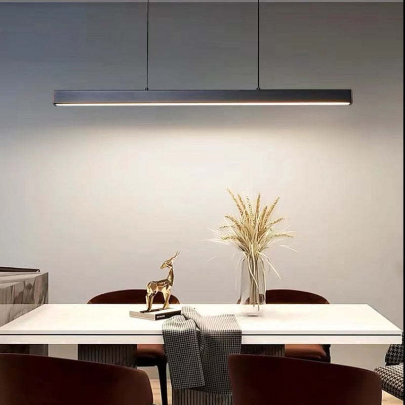 Edge Moderne LED Pendelleuchte Linear Schwarz/Braun Esszimmer Metall
