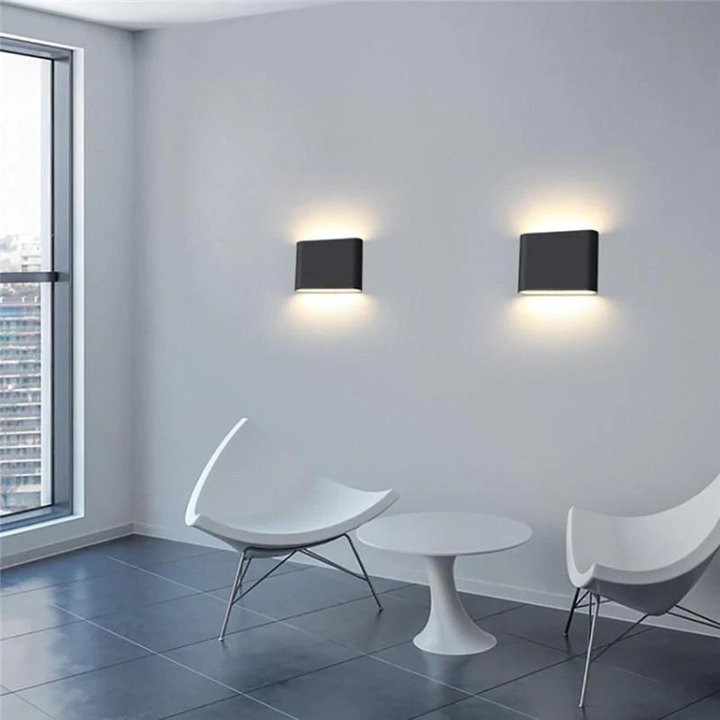 Ray Modern Wasserdichte LED Wandleuchte Rechteckig Innen/Außen Weiß/Schwarz Metall