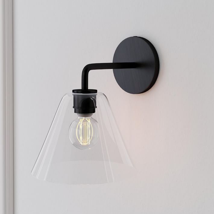 Conica Messing-Wandleuchte – Glas-Wandlampe für Flur und Schlafzimmer