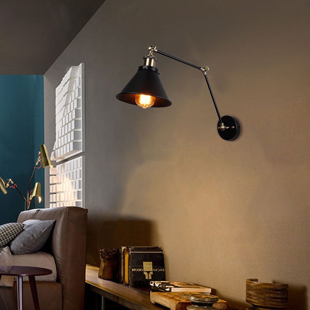 Silva Retro Industrielle Wandleuchte LDE Schwarz, Schlafzimmer
