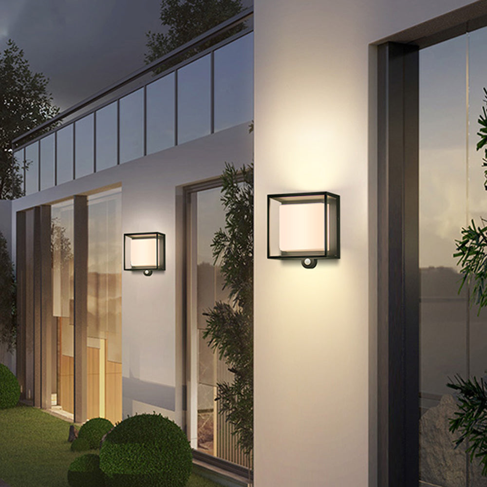 Ray Modern Rechteckig LED Außenwandleuchte Schwarz Flur/Garten Acryl Sensor Solar