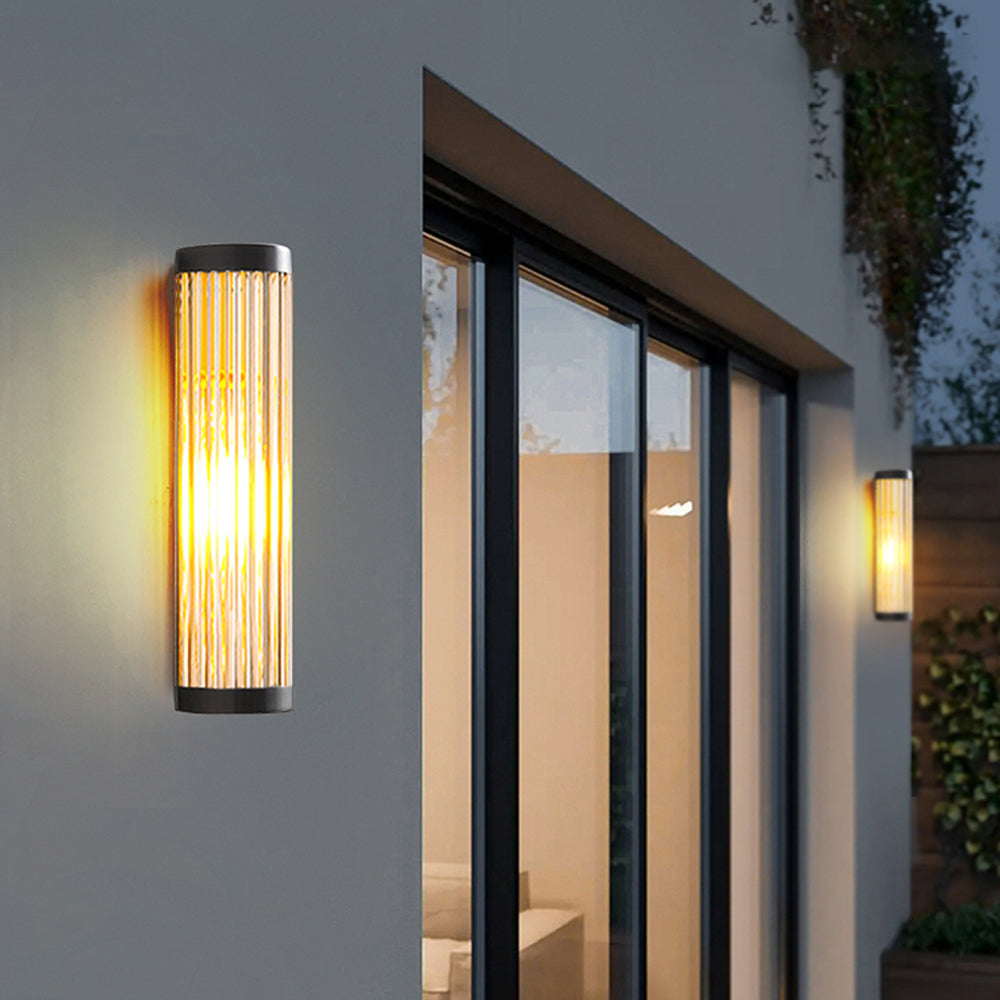 Ray Modern Halbkreisförmig LED AußenwandleuchteSchwarz Garten Metall Glas