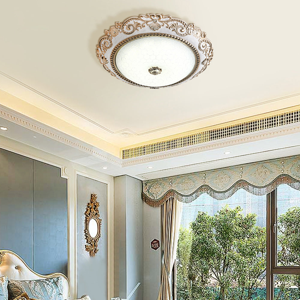 Arisha Traditionell Deckenleuchte, Weiß, Rund, Glas, Schlafzimmer
