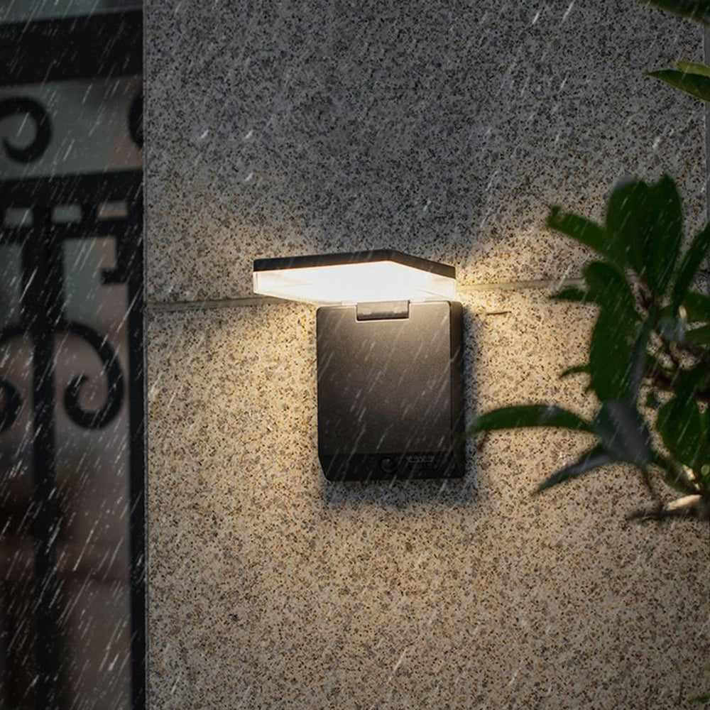 Ray Modern Rechtwinklig LED Außenwandleuchte Schwarz Flur Acryl Sensor Solar
