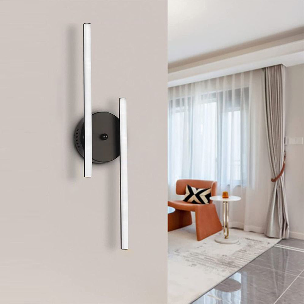 Arisha Modern Double Linear Metal Wandleuchte, Schwarz/Silber