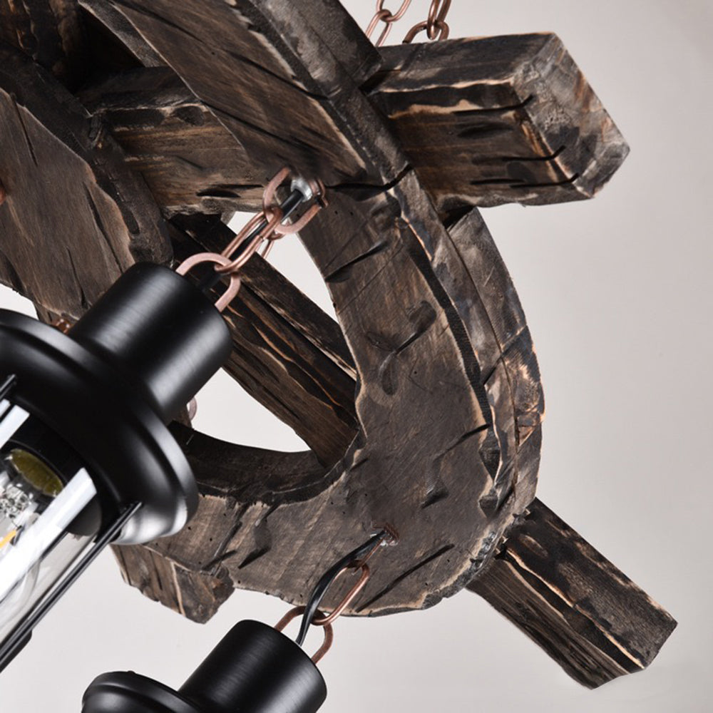 Epoch Vintage LED Pendelleuchte Ruder Käfig Wohnzimmer, Metall Holz