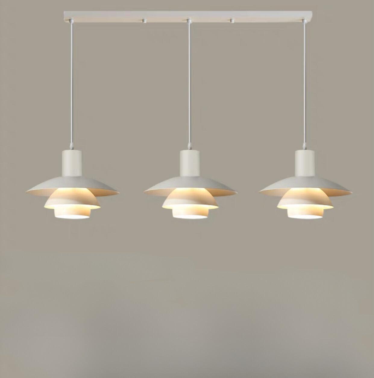 Valentina Moderne LED Pendelleuchte Weiß Holz Metall Schlafzimmer