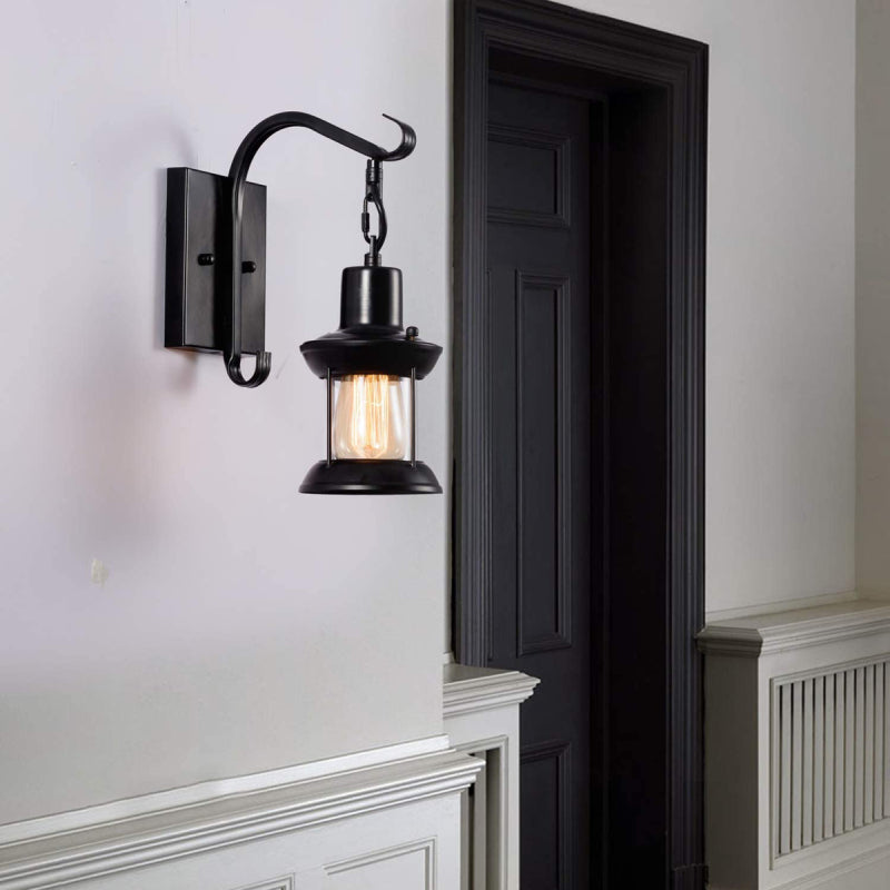 Silva Industrielle Retro Wandleuchte Schwarz/Bronze Innen Metall/Glas