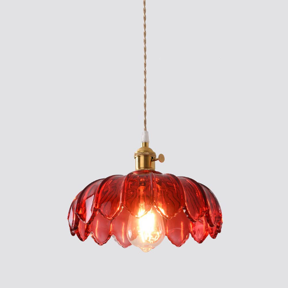 Valentina Retro LED Pendelleuchte Glas/Metall Blume Esszimmer