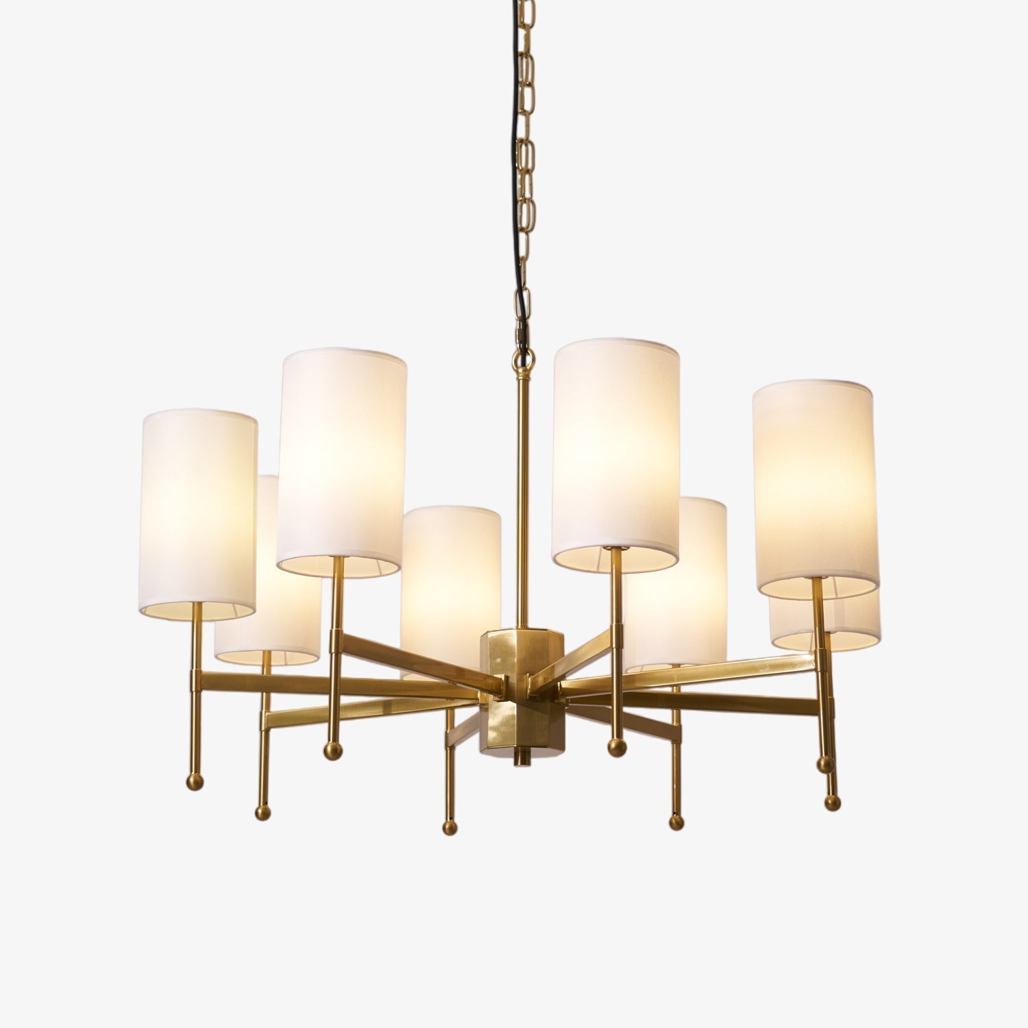 Ulcarisra Vintage Kronleuchter aus Messing mit Stoffbezug-Letslighting