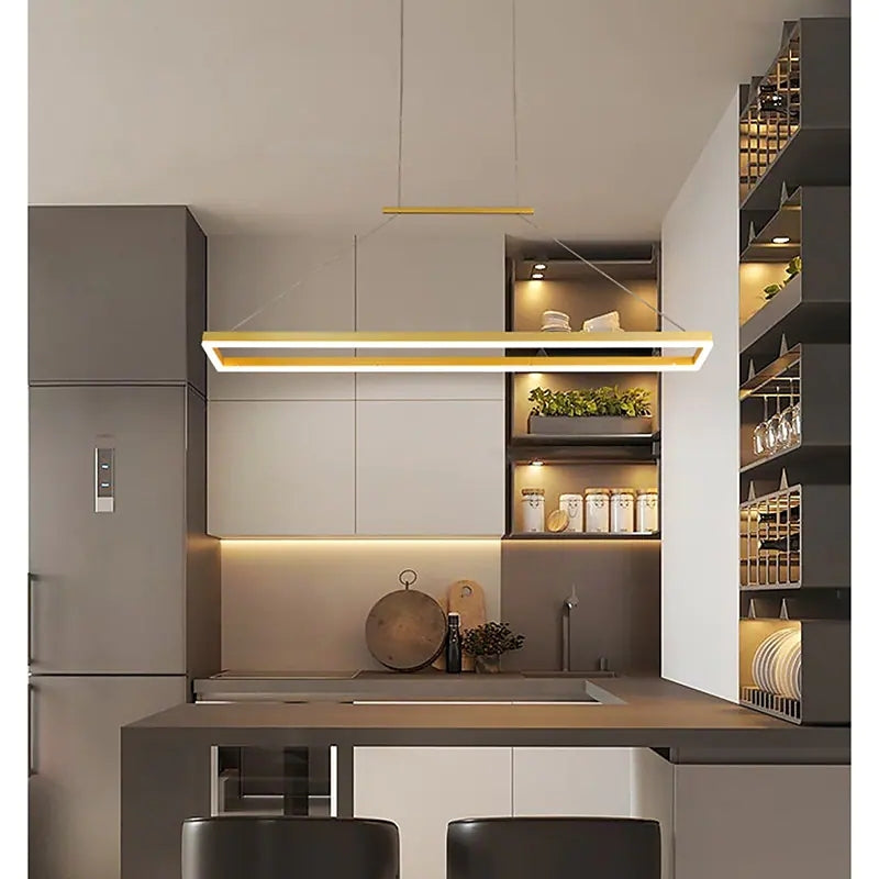 Arisha Modern LED Pendellleuchte Linear Dimmbar Rechteckig Ess/Wohnzimmer Metall