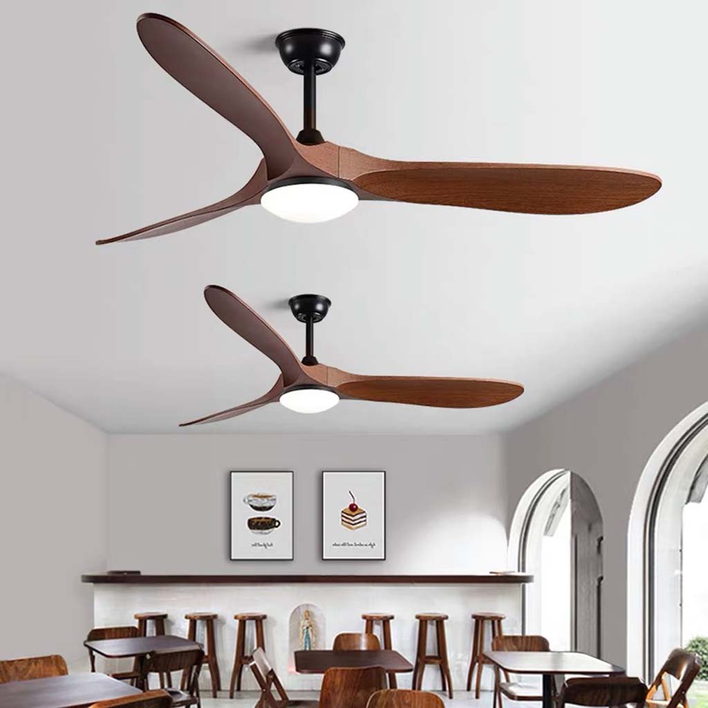Deckenventilator in Weiß mit Holzfarbenen Akzenten