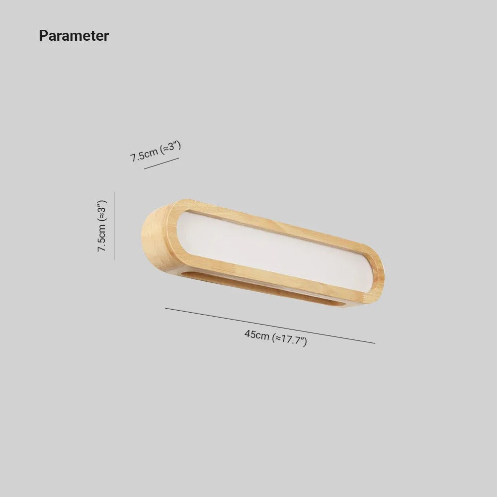 Muto Länglich Wandleuchte Holz Acryl Wohnzimmer