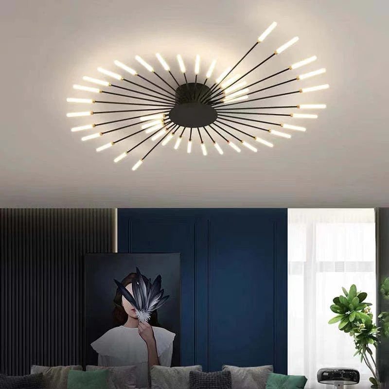 Lowry Industrial LED Deckenleuchte Schwarz/Gold Wohnzimmer Metall