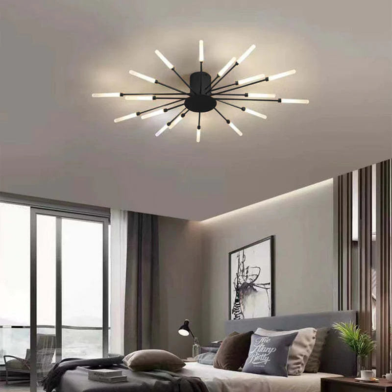 Lowry Industrial LED Deckenleuchte Schwarz/Gold Wohnzimmer Metall