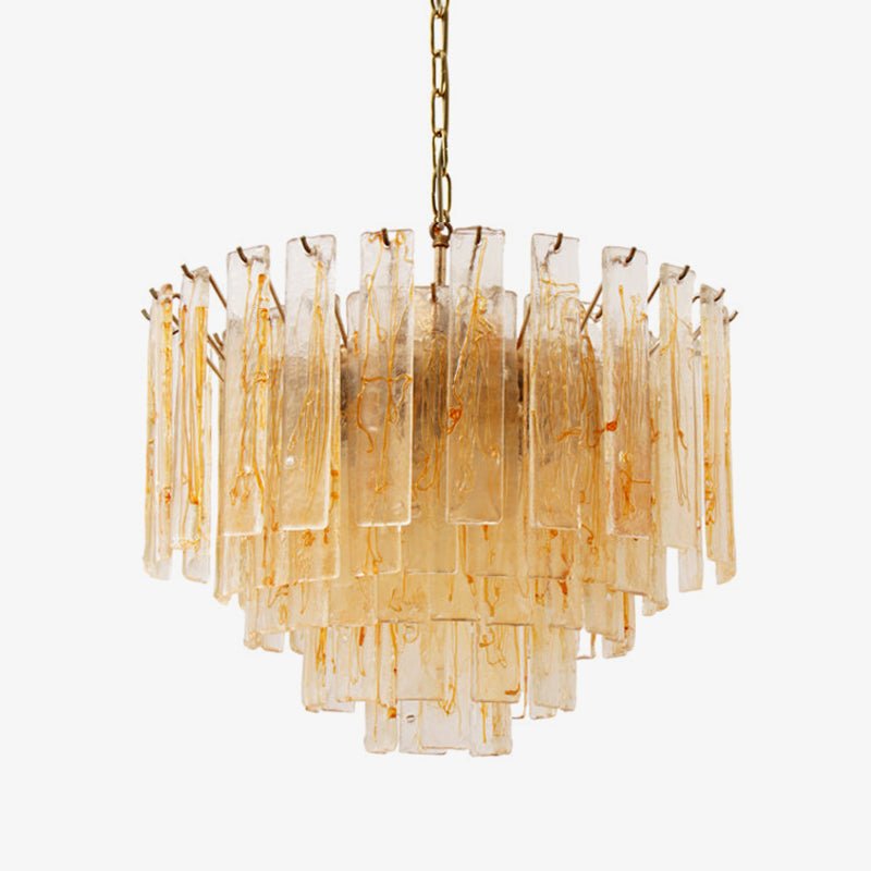 Aurora Chandelier Golden Amber Glass Layered Geometric Luxury - Neutralighting
