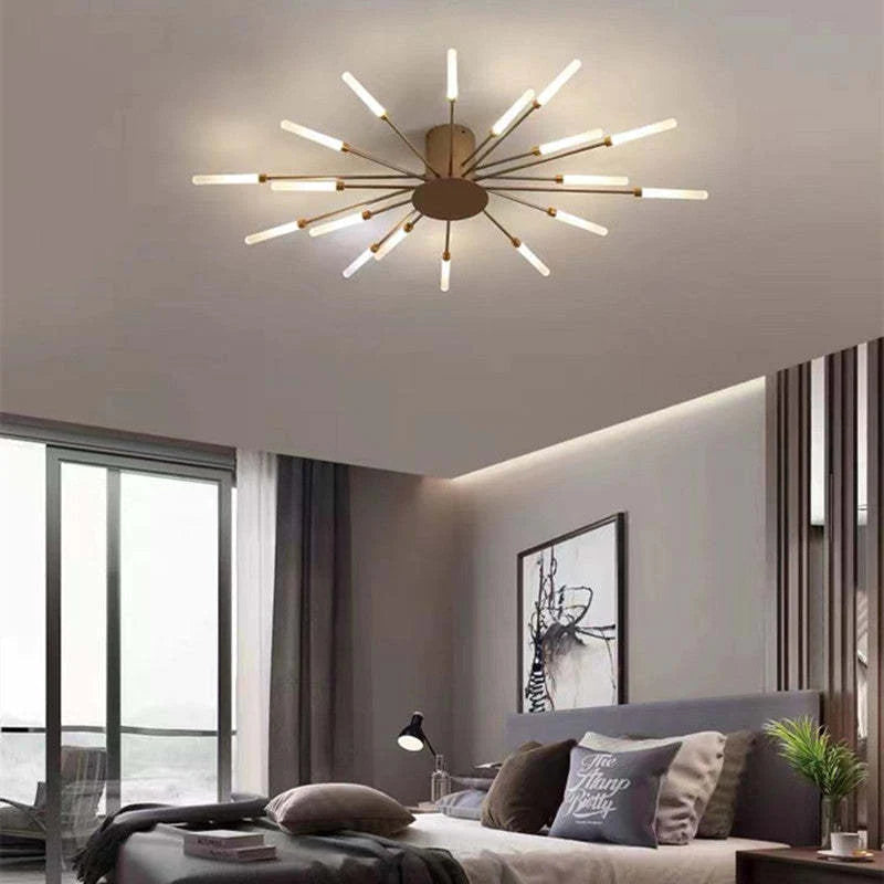 Lowry Industrial LED Deckenleuchte Schwarz/Gold Wohnzimmer Metall