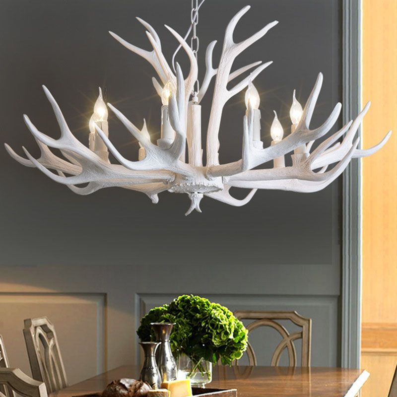 Epoch Vintage Kronleuchter Horn Natur Weiß/Braun/Kaffee Wohnzimmer Harz