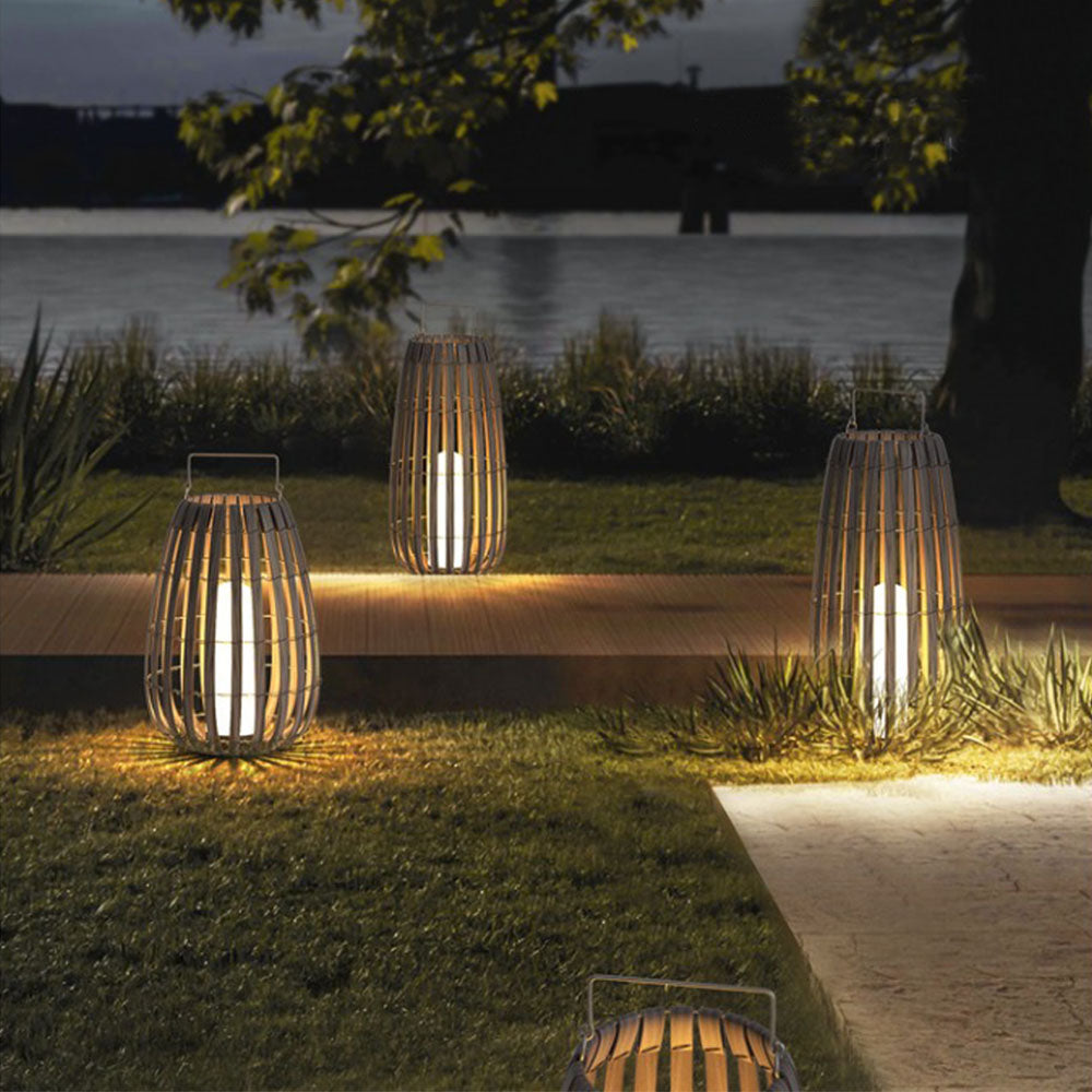 Ray Vintage LED Außenleuchte Solar Grau Garten/Flur/Balkon Holz mit 3 Größen