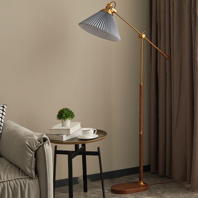 Muto Plissiert Retro Stehleuchte, Wohnzimmer, Weiß/Blau, Metall Holz